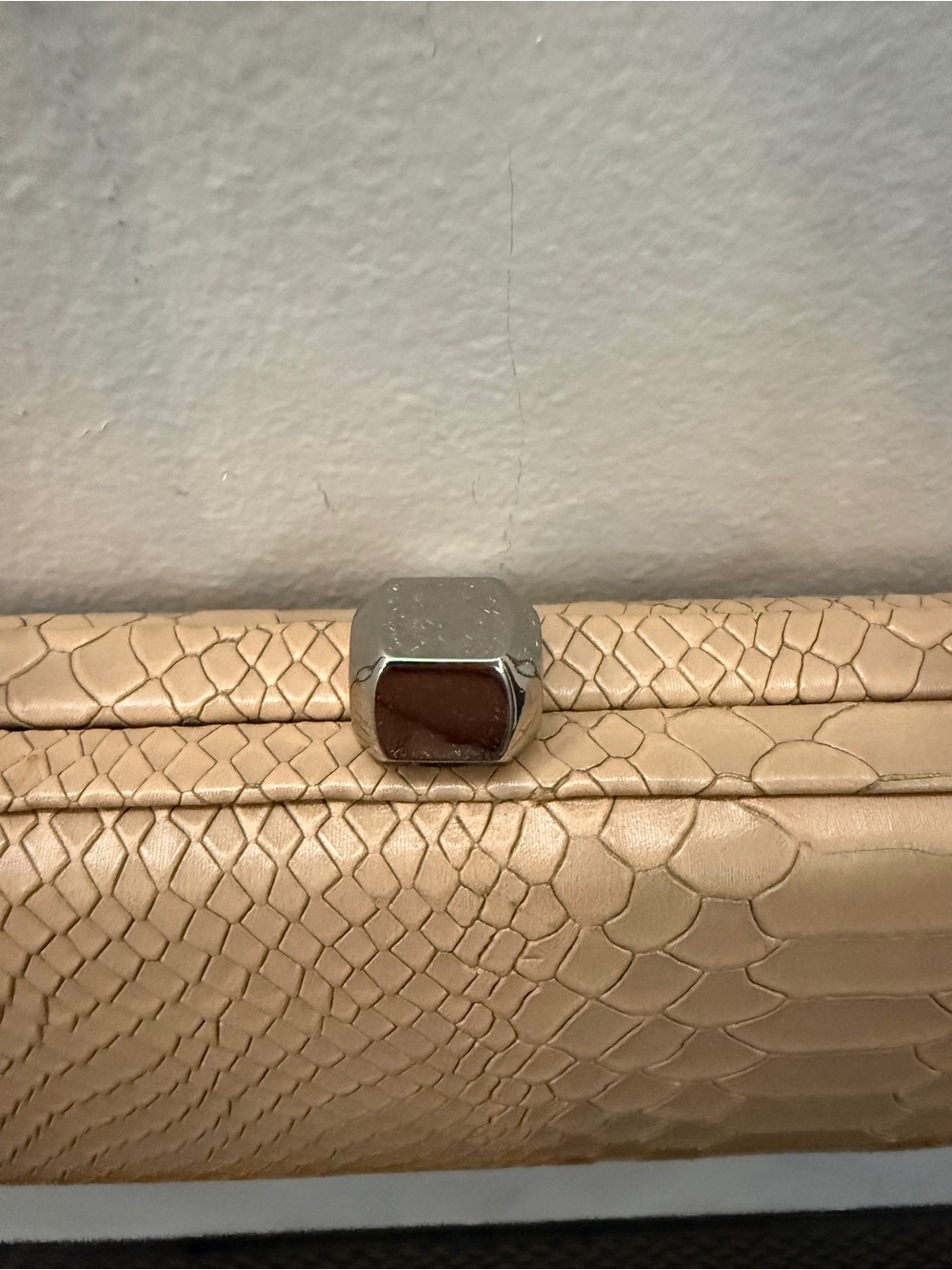 Rebecca Minkoff Neutral Python-Embossed Clutch Handbag - Picture 7 of 12